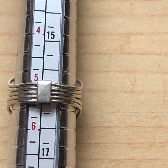 Sterling Silver Wave Band Ring Faux Black Diamond - Picture 6 of 7